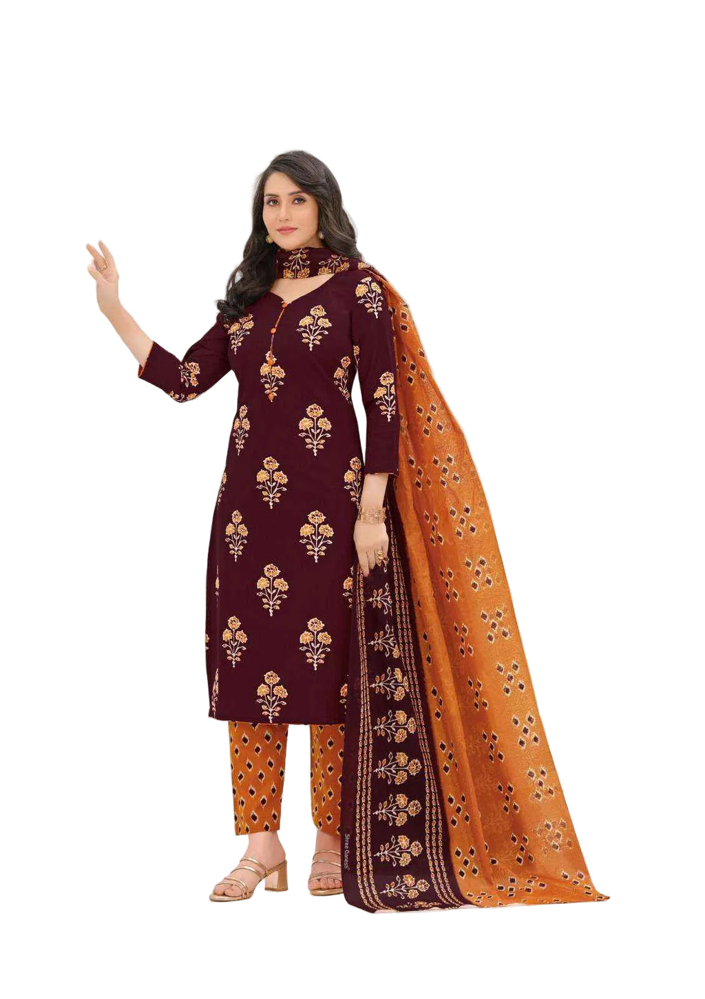 Shree Ganesh Samaira Ajrak--3 --1306-Un-stitched Dress Material