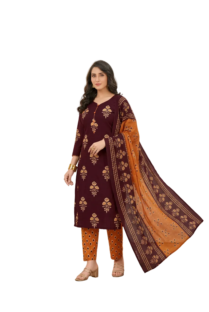 Shree Ganesh Samaira Ajrak--3 --1306-Un-stitched Dress Material