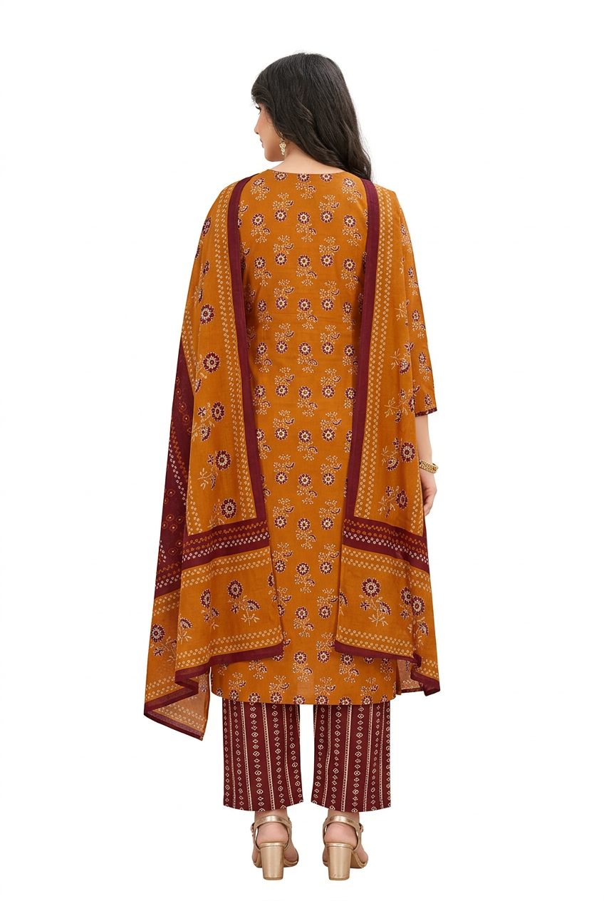 Shree Ganesh Samaira Ajrak--3 --1308-Un-stitched Dress Material