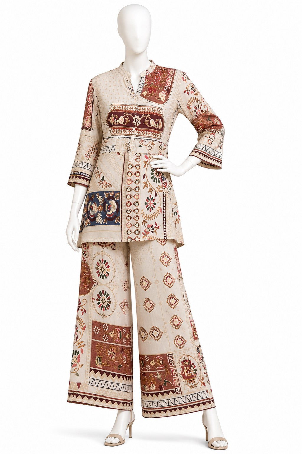 Beige Multi Printed Coord Sets