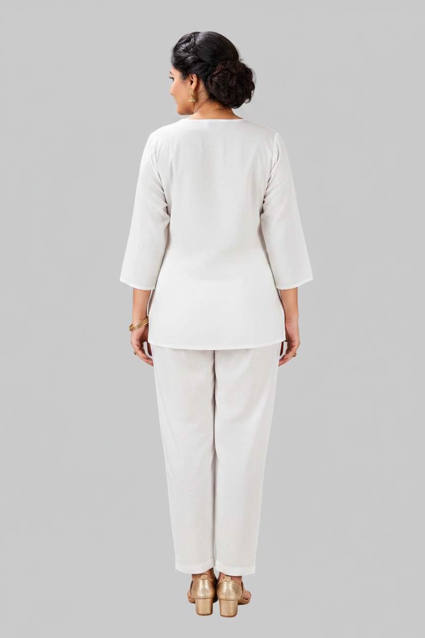 White Embroidered Coord Sets