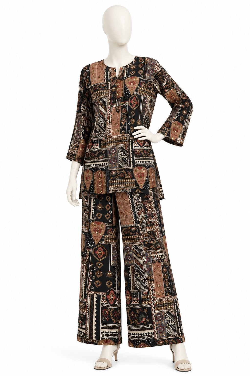 Black Multi Printed Coord Sets