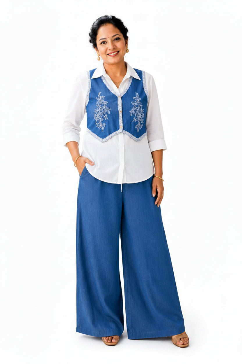 Blue Denim Jacket Coord Sets -FP