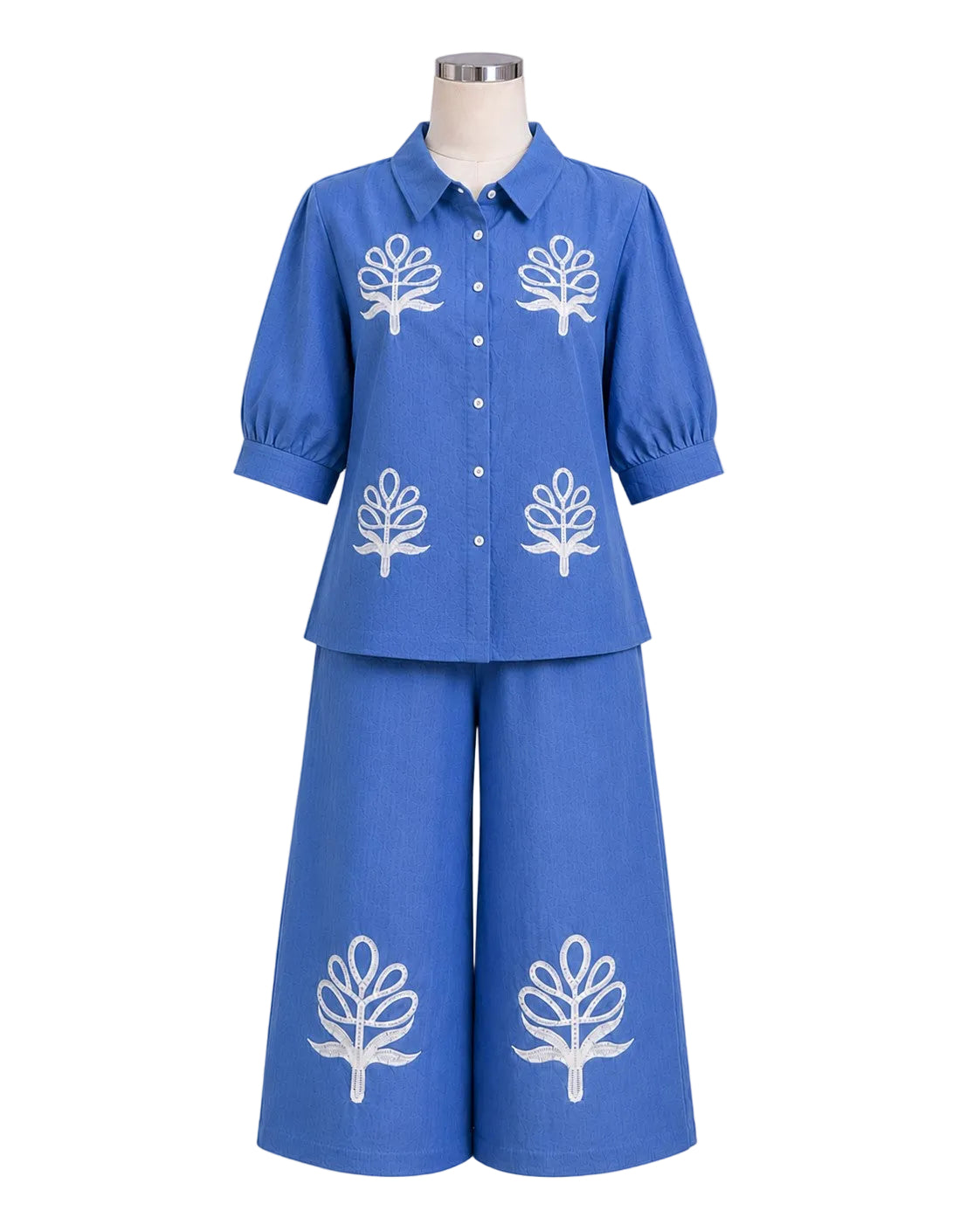 Denim Blue Embroidered Coord Sets