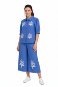 Denim Blue Embroidered Coord Sets