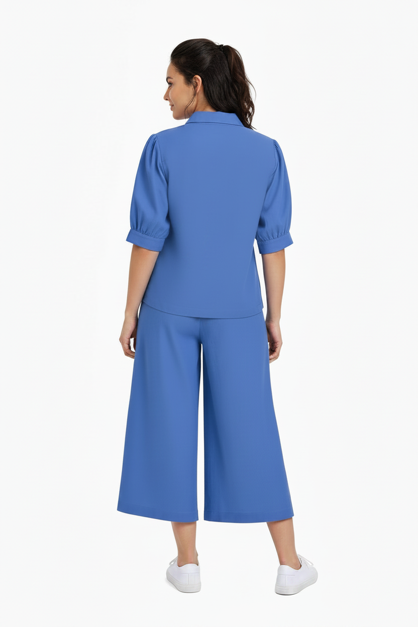 Denim Blue Embroidered Coord Sets