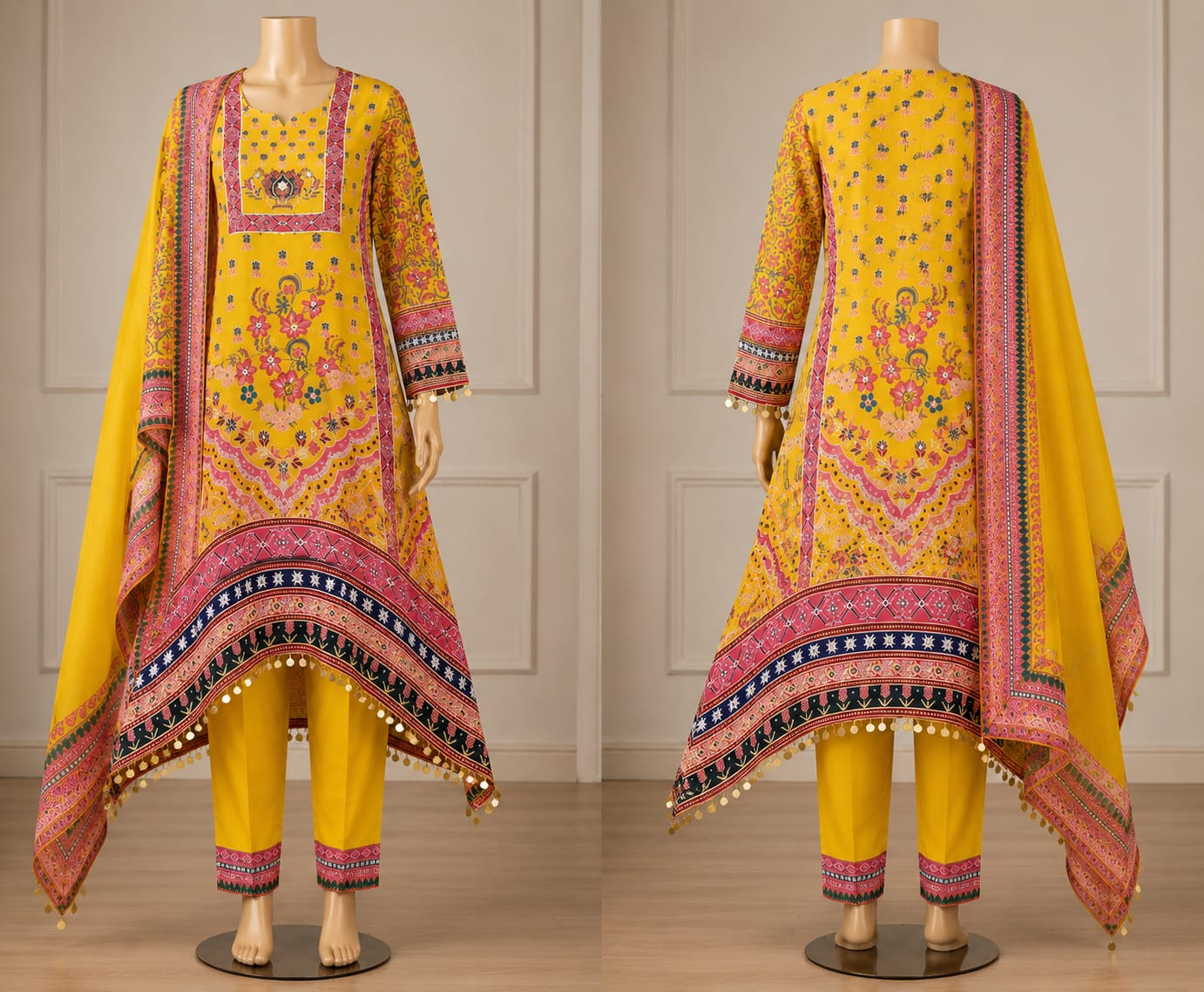 Natural Crepe Fish Tale 3  Piece Suit Set