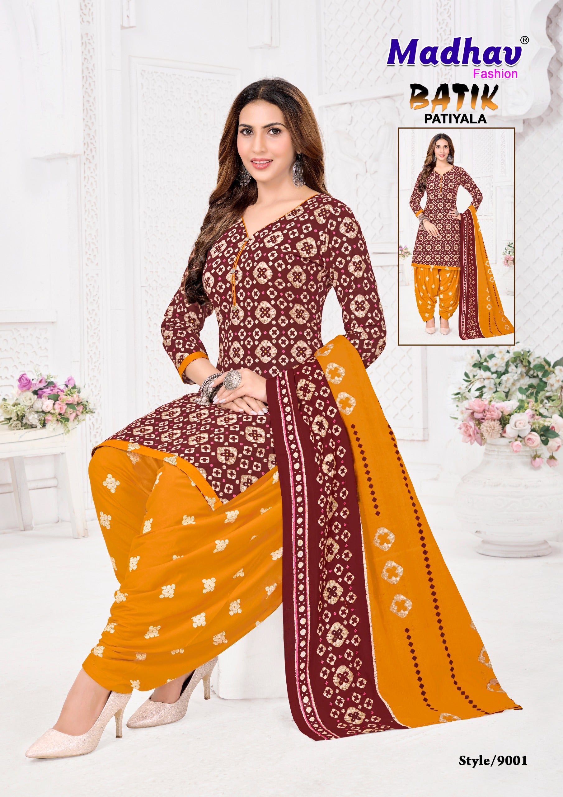 Madhav Batik Patiyala Vol 09 - 9001- Dress Material - Unstitched