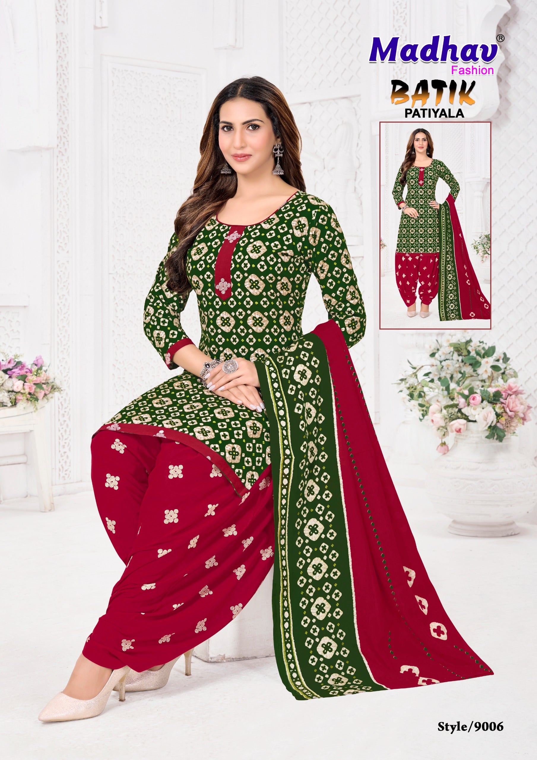 Madhav Batik Patiyala Vol 09 - 9006- Dress Material - Unstitched