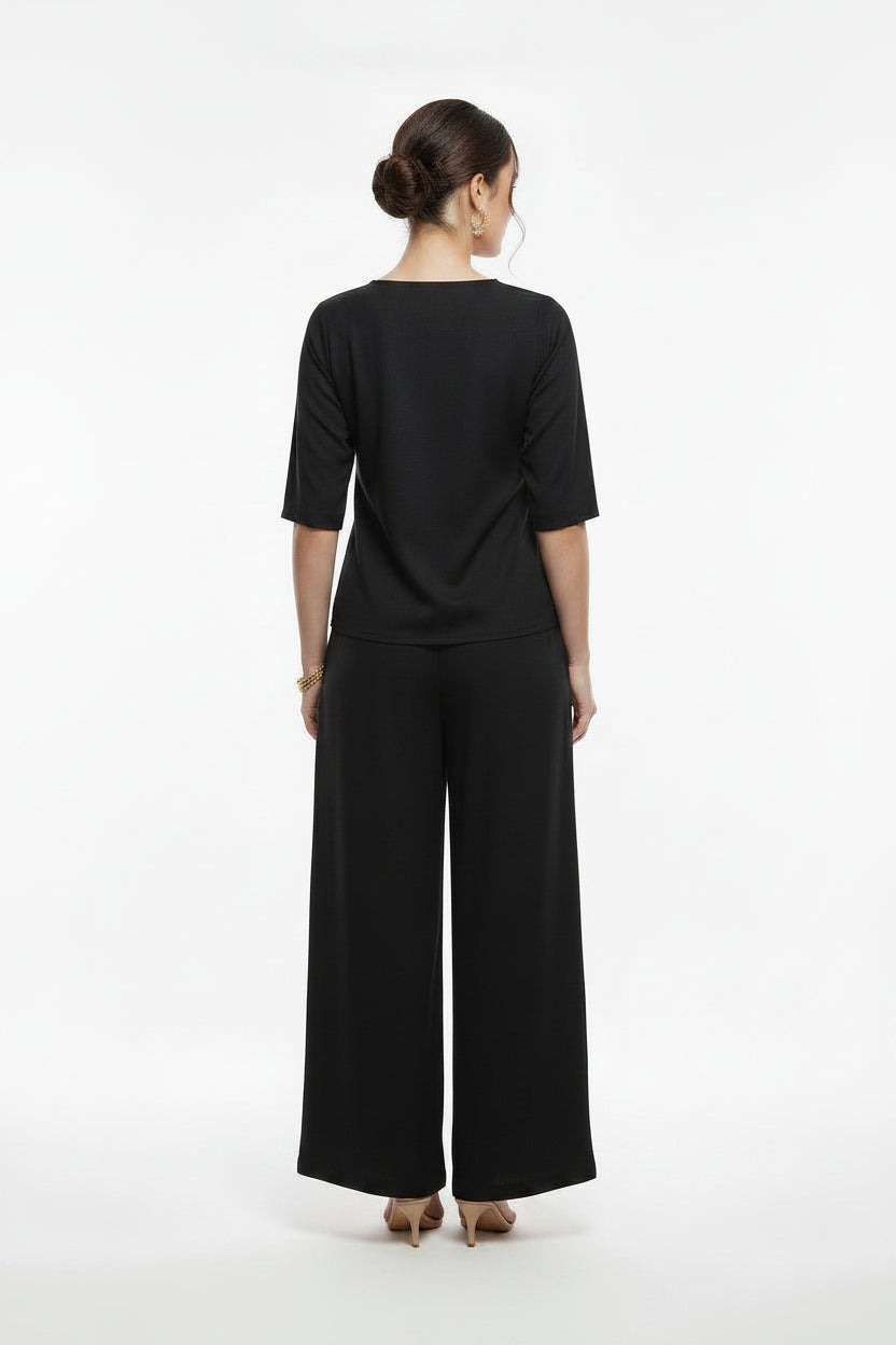 Black Embroidered Coord Sets -Me Zara -FP