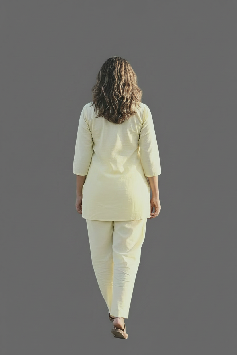 Yellow Embroidered Coord Sets - Dolphin-FP