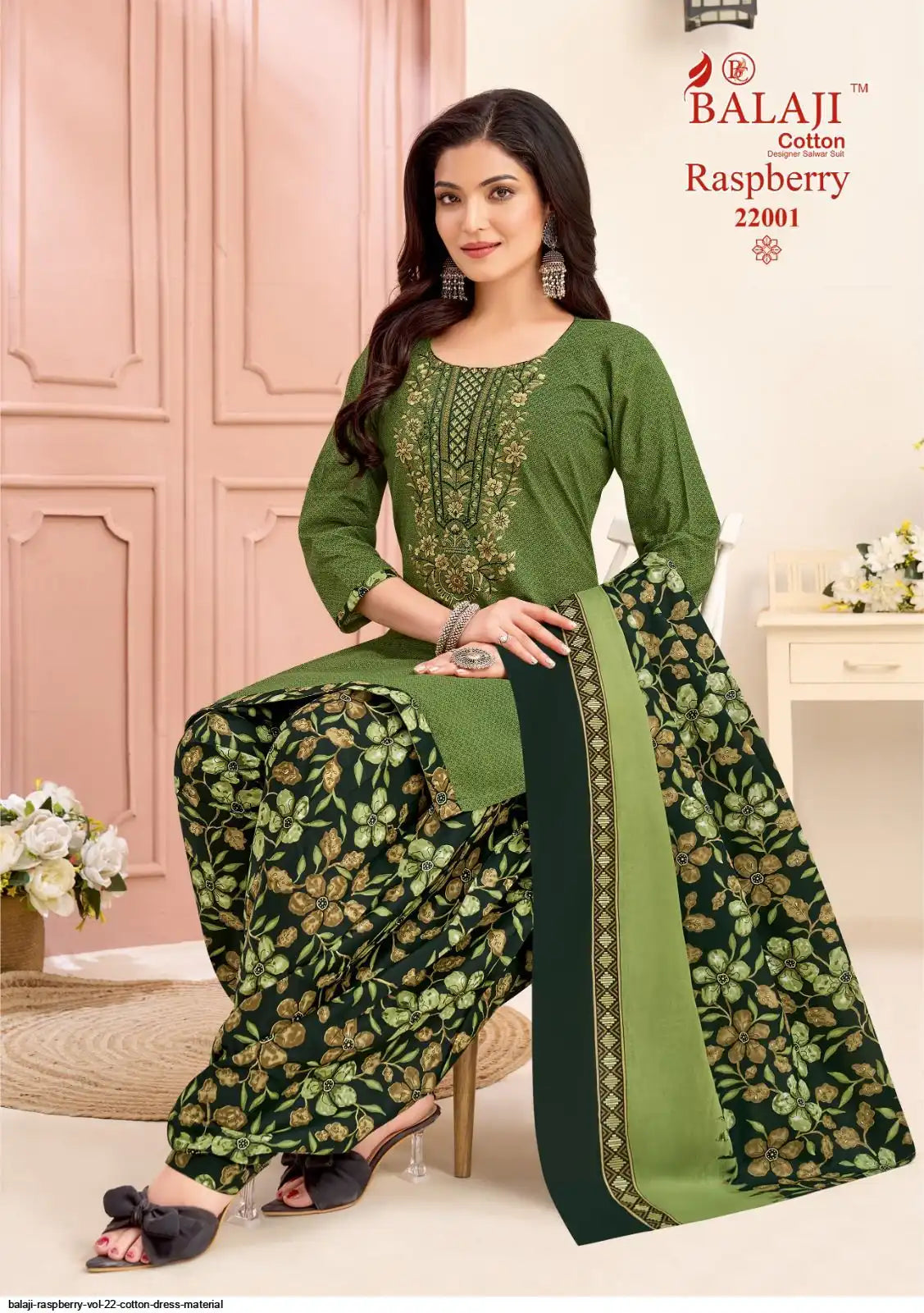 Balaji Cotton Un-Stitched Dress Material -22001
