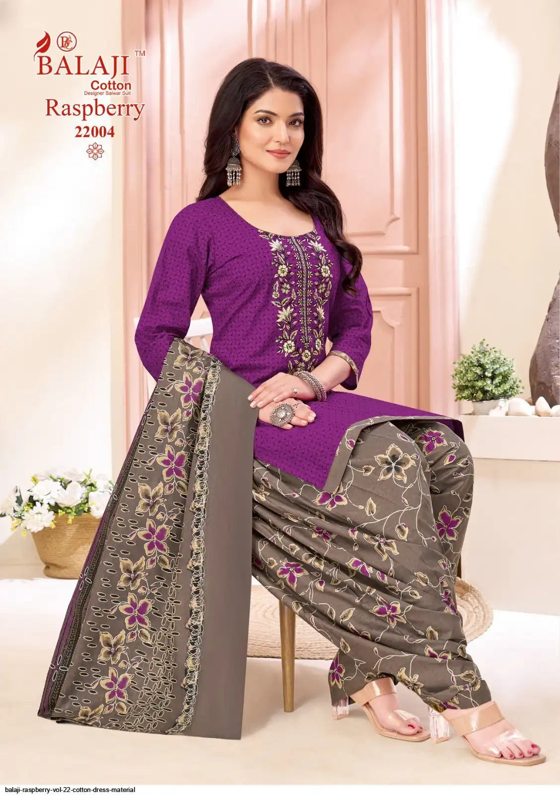 Balaji Cotton Un-Stitched Dress Material -22004