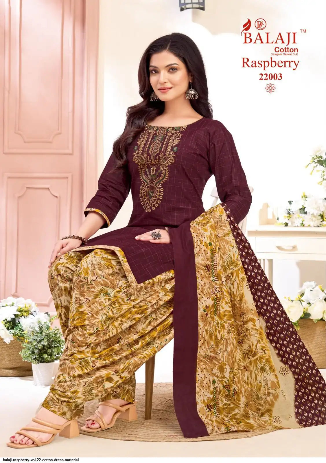 Balaji Cotton Un-Stitched Dress Material -22003