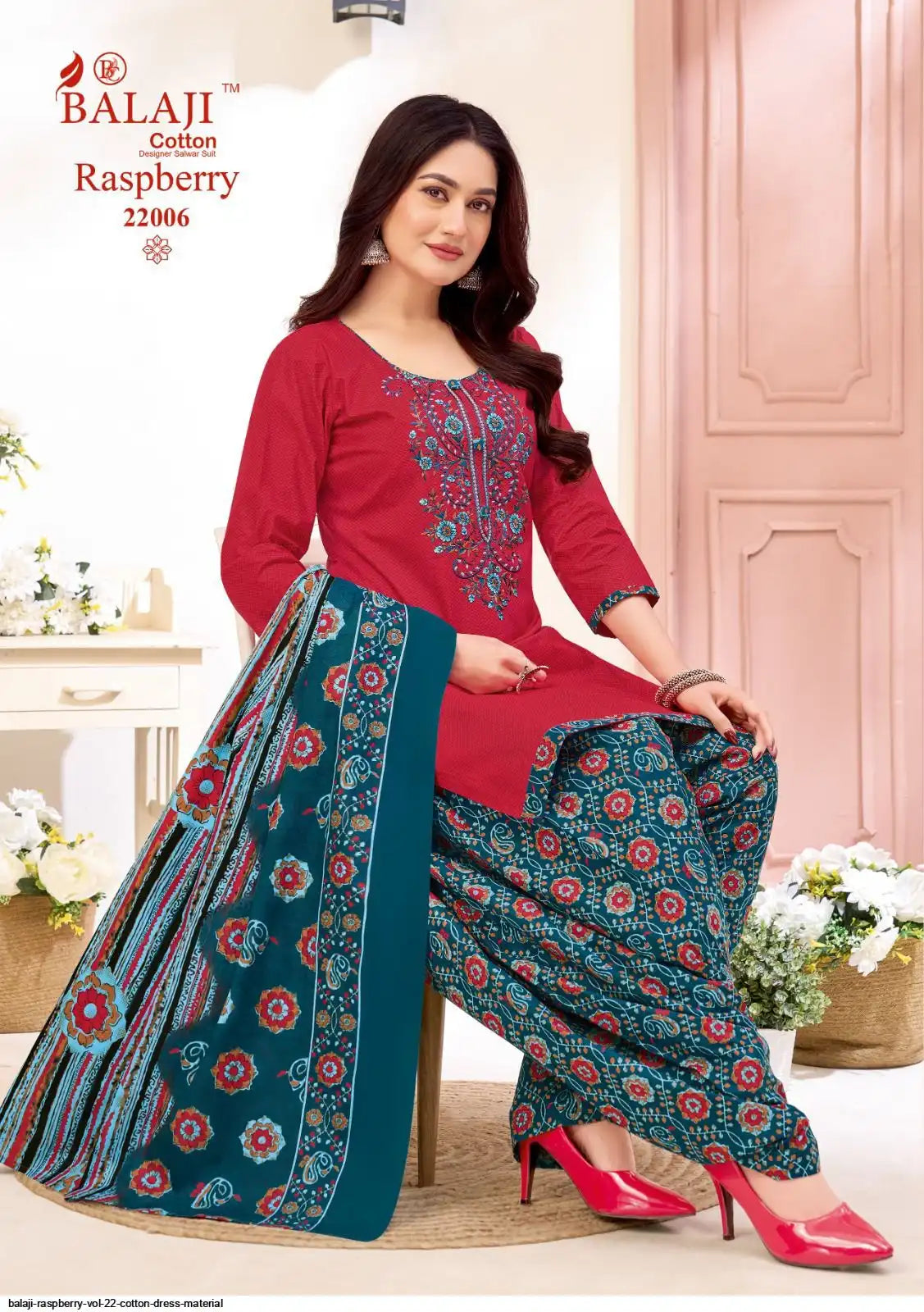 Balaji Cotton Un-Stitched Dress Material -22006
