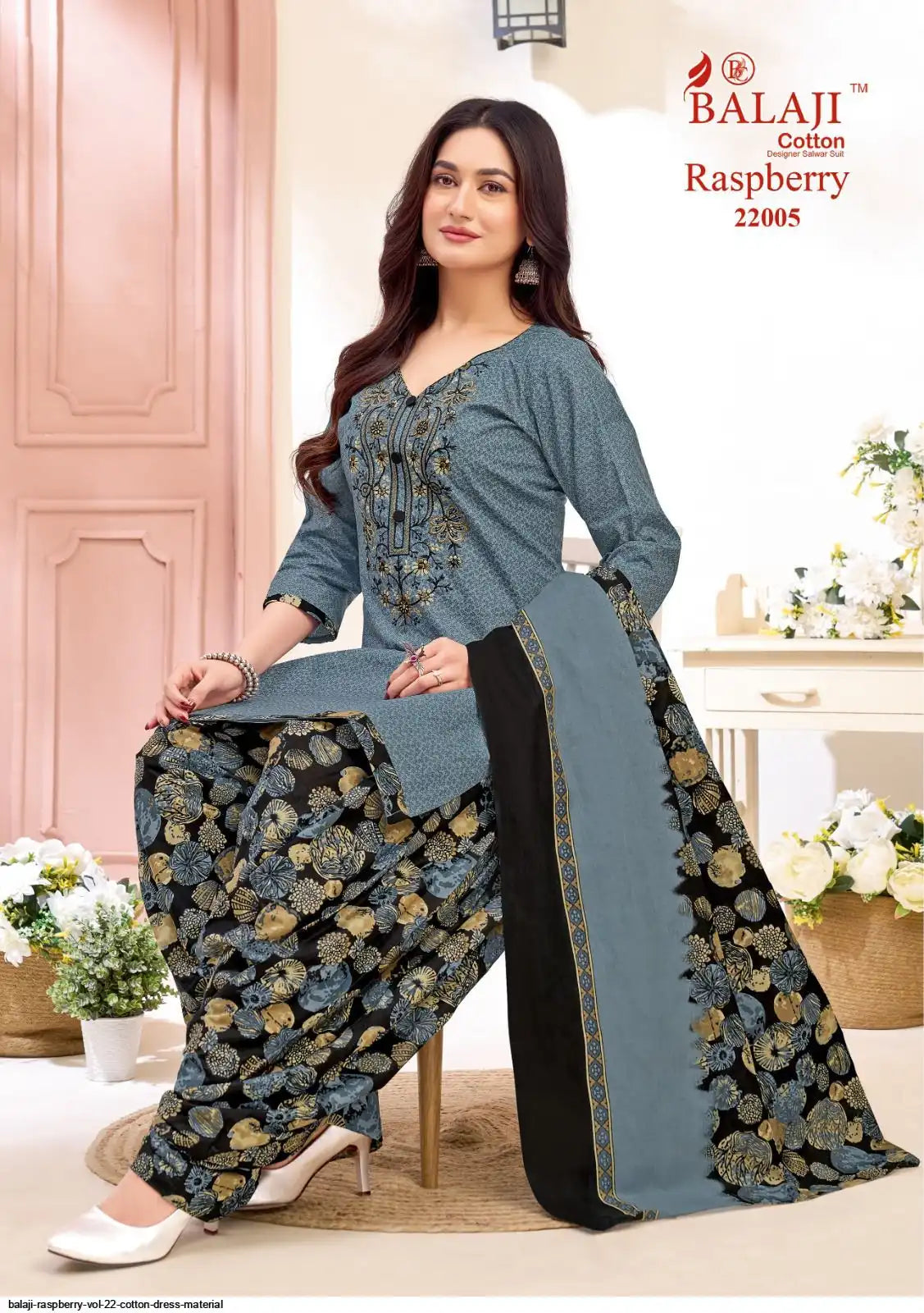 Balaji Cotton Un-Stitched Dress Material -22005