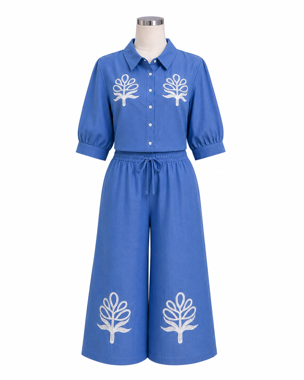 Denim Blue Embroidered Coord Sets
