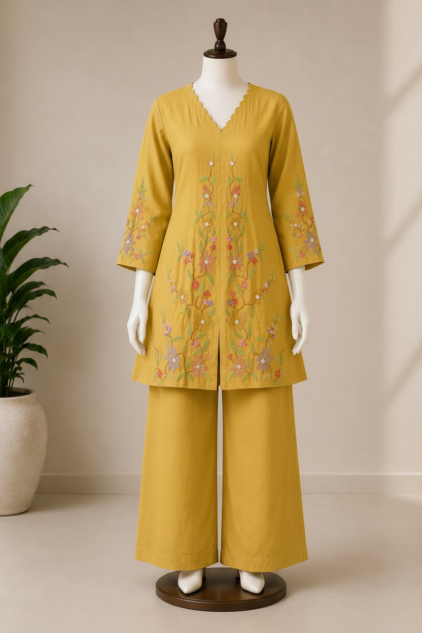 Mal Chanderi Embroidered Co-ord Set