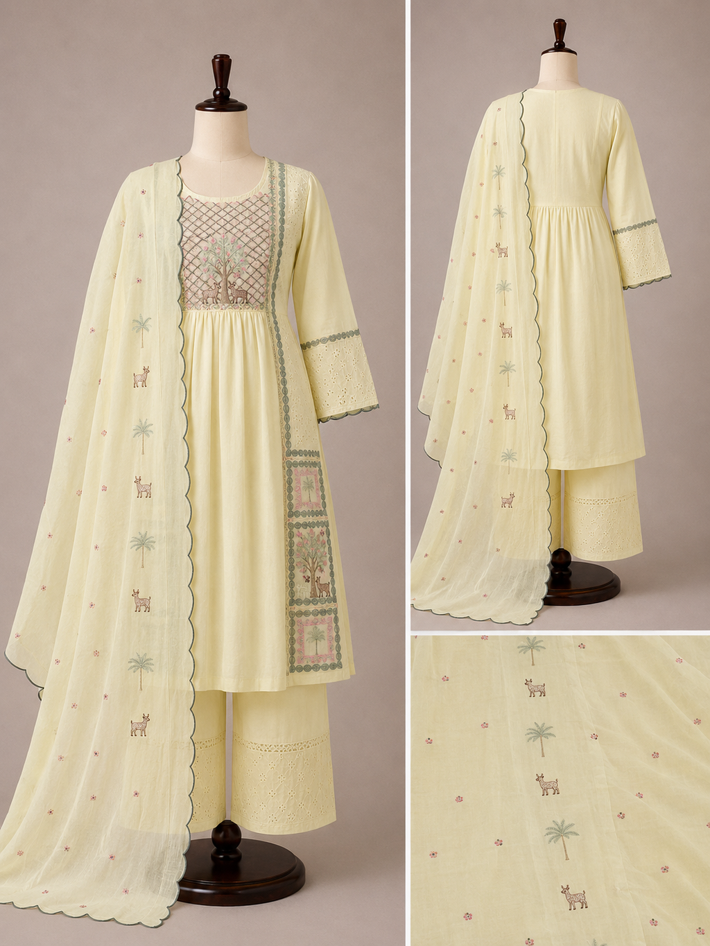 Heavy Cotton Embroidered 3  Piece Suit Set