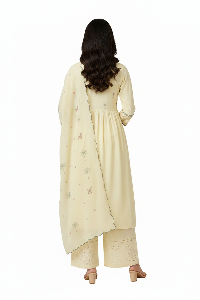 Heavy Cotton Embroidered 3  Piece Suit Set