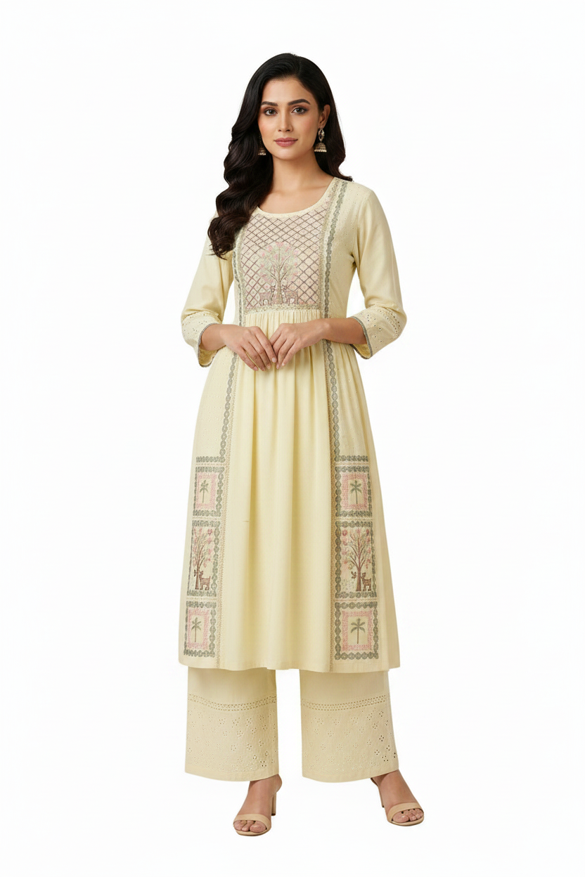 Heavy Cotton Embroidered 3  Piece Suit Set