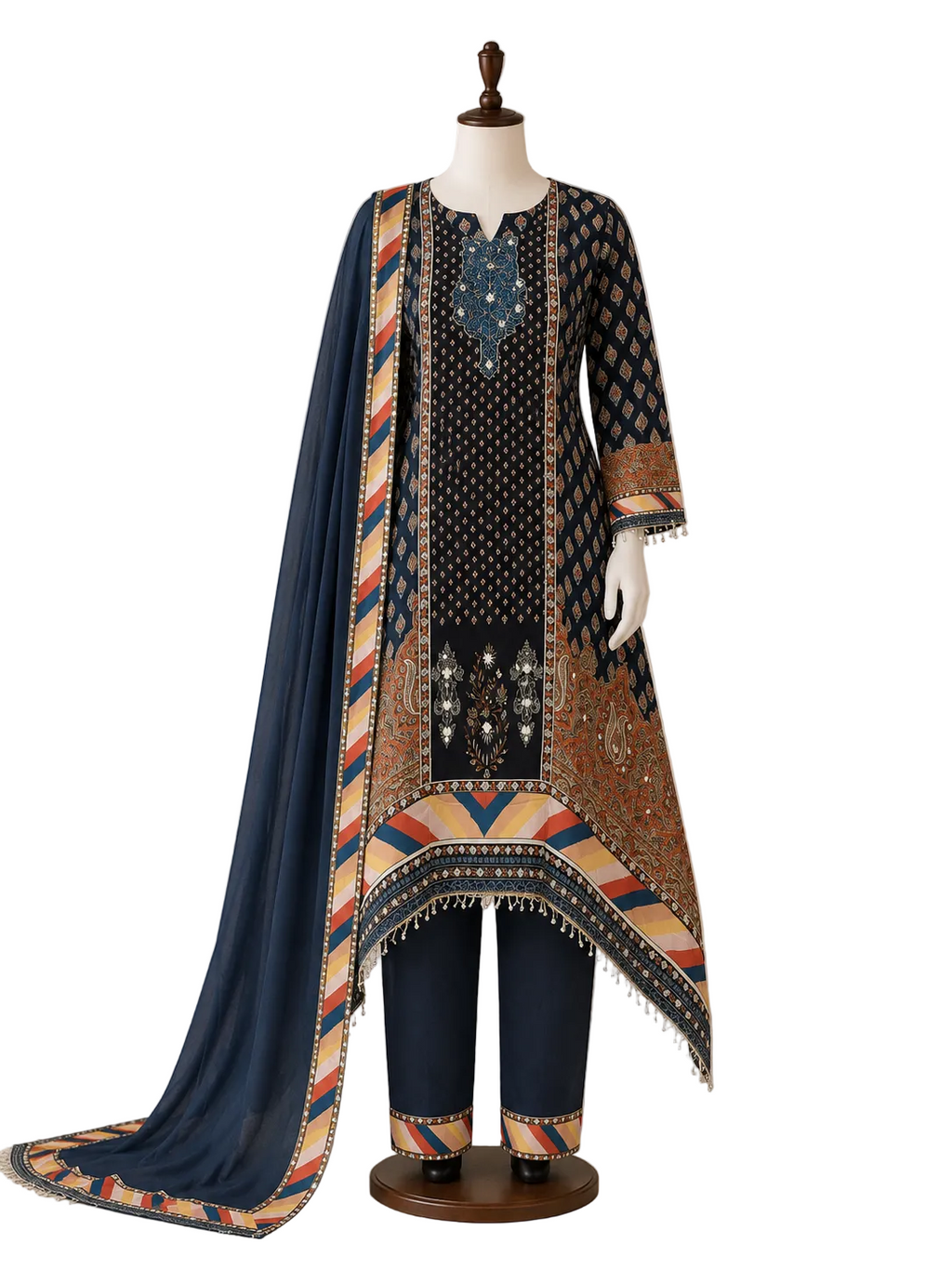 Natural Crepe Fish Tale 3  Piece Suit Set