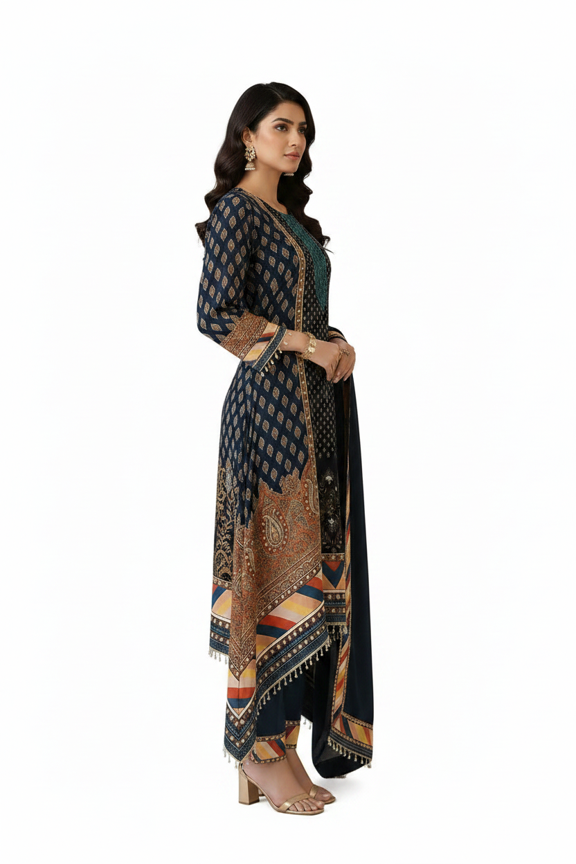Natural Crepe Fish Tale 3  Piece Suit Set