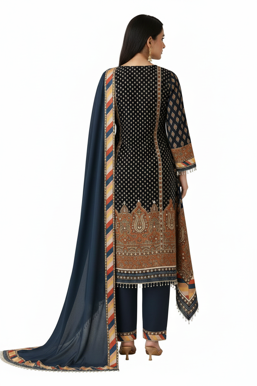 Natural Crepe Fish Tale 3  Piece Suit Set