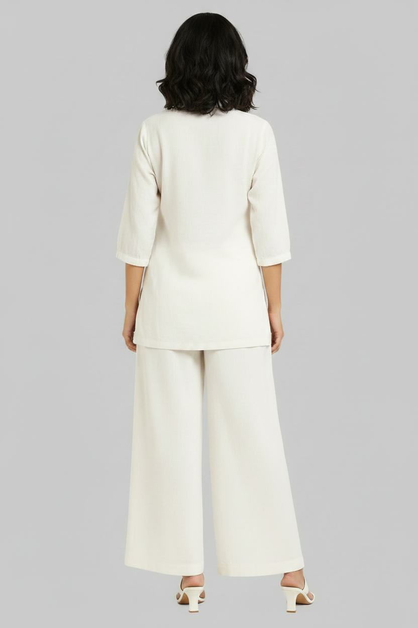 White Embroidered Coord Sets - Dolphin-FP