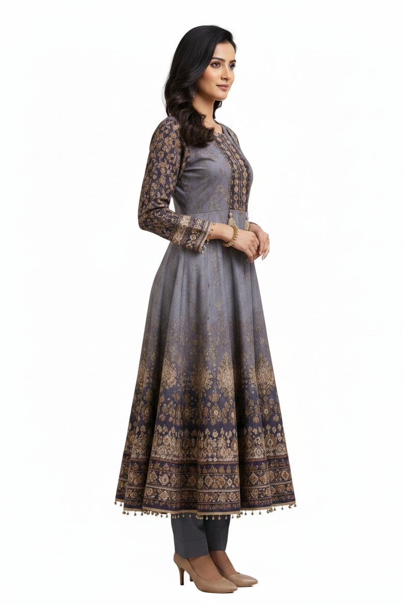 Digital Print Anarkali 3  Piece Suit Set