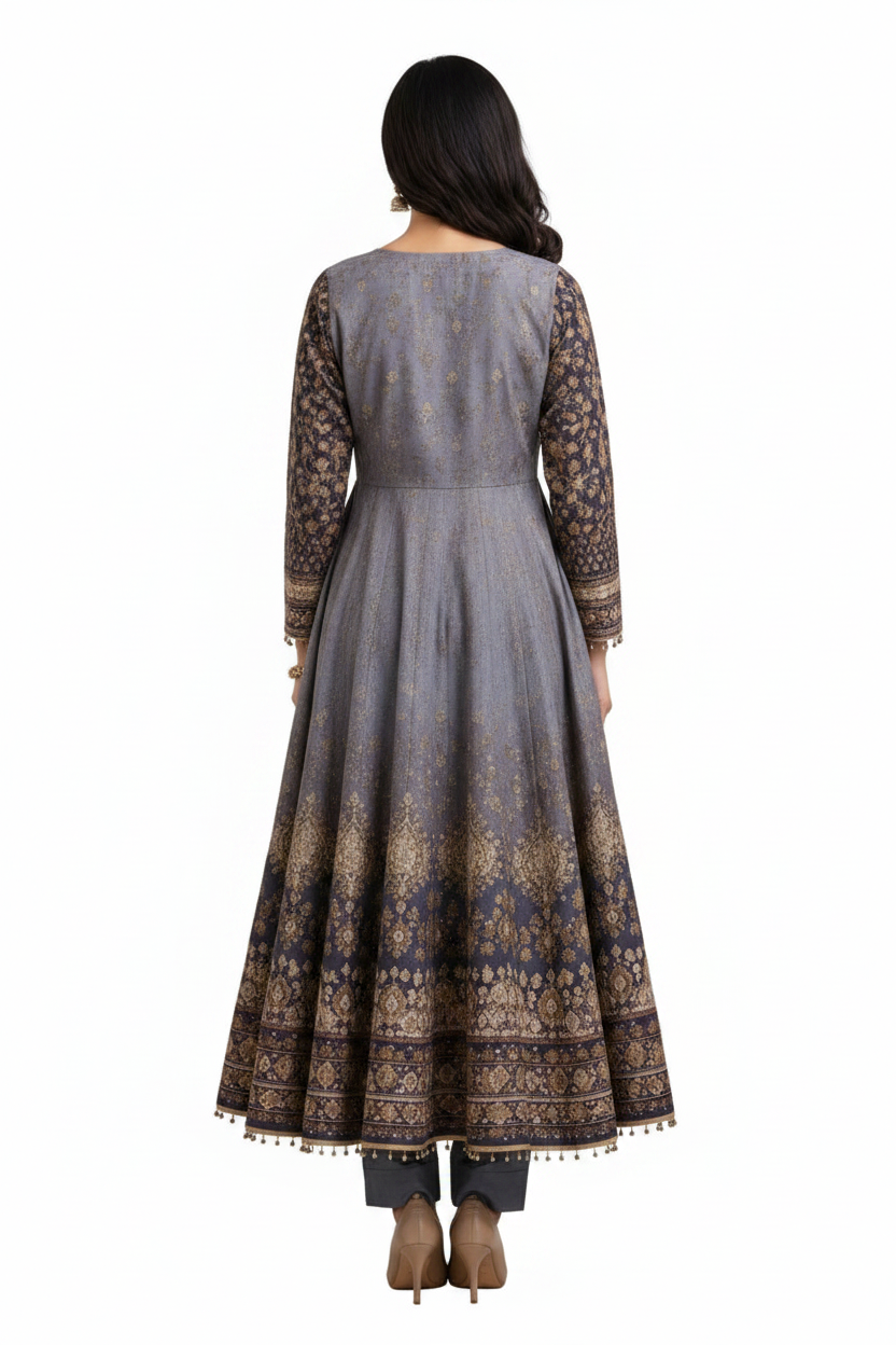 Digital Print Anarkali 3  Piece Suit Set