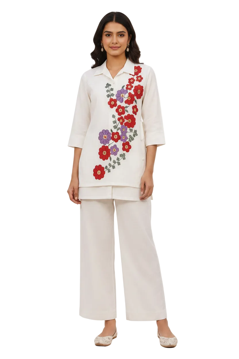 Cotton  Embroidered Co-ord Set
