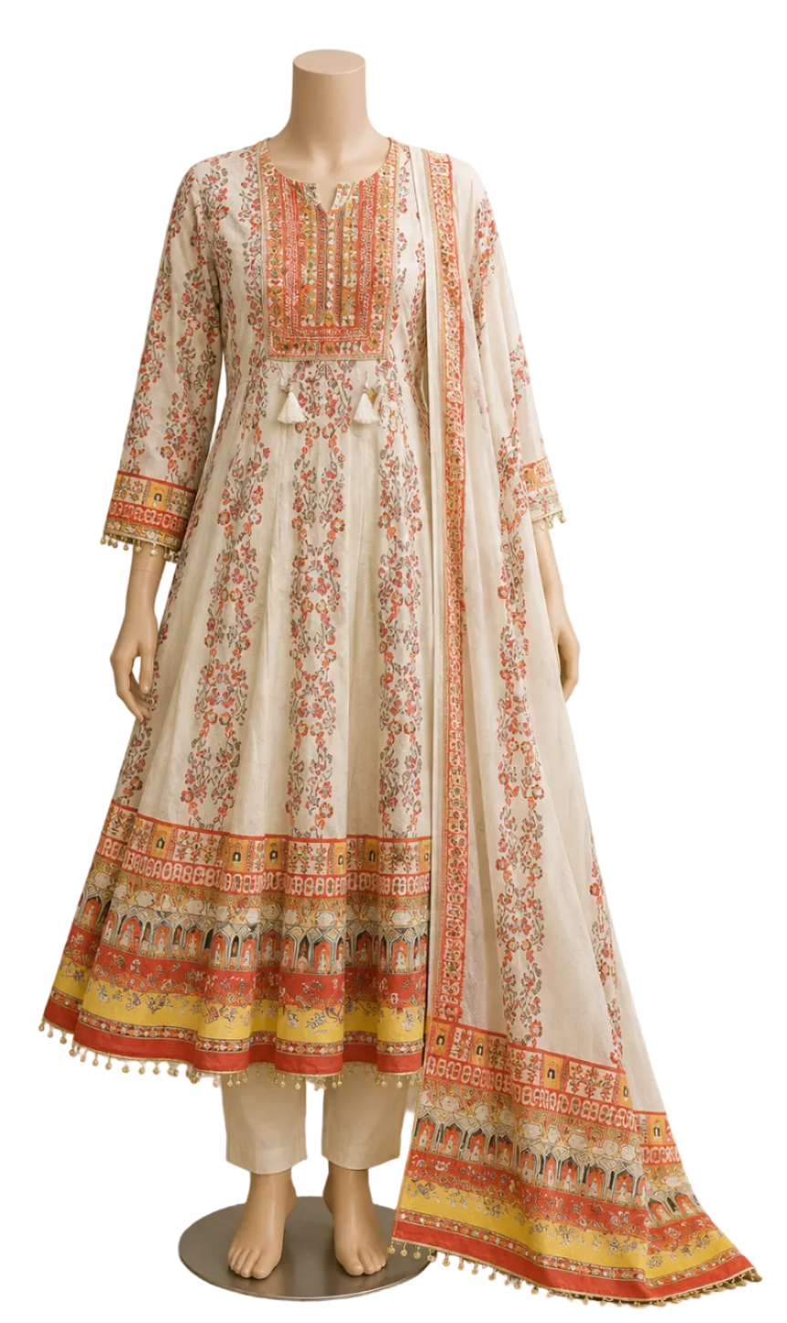 Traditional outfit with floral patterns
