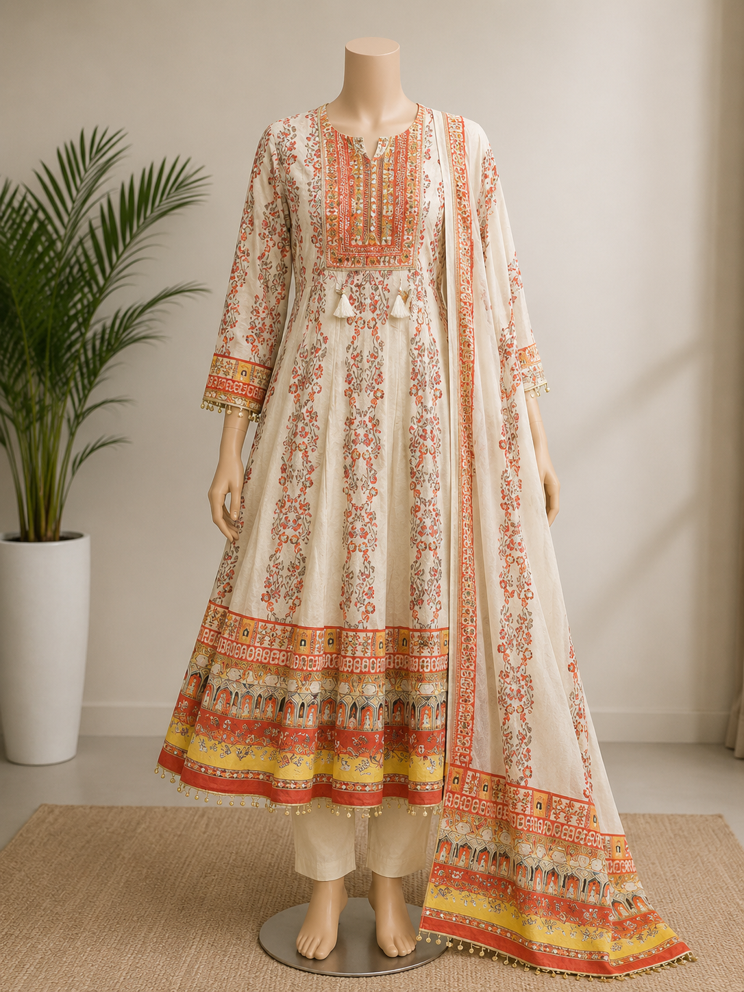 Digital Print Anarkali 3  Piece Suit Set