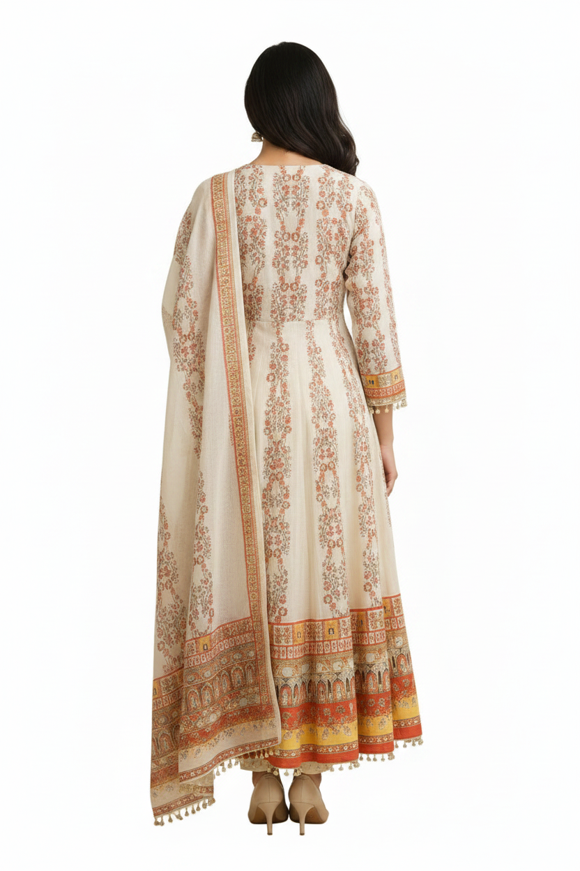 Digital Print Anarkali 3  Piece Suit Set