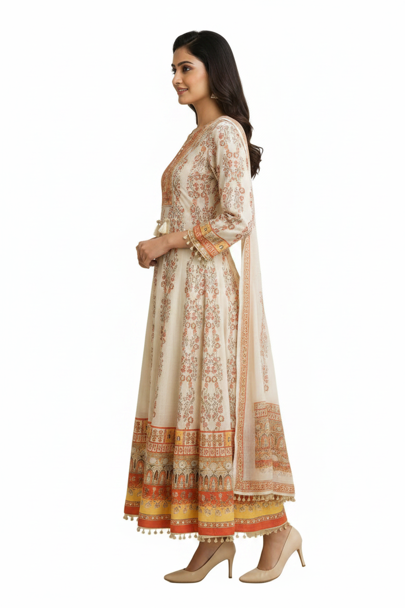 Digital Print Anarkali 3  Piece Suit Set