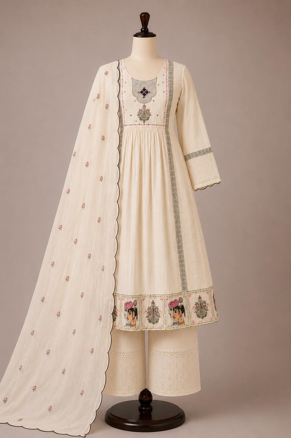 Heavy Cotton Embroidered 3  Piece Suit Set