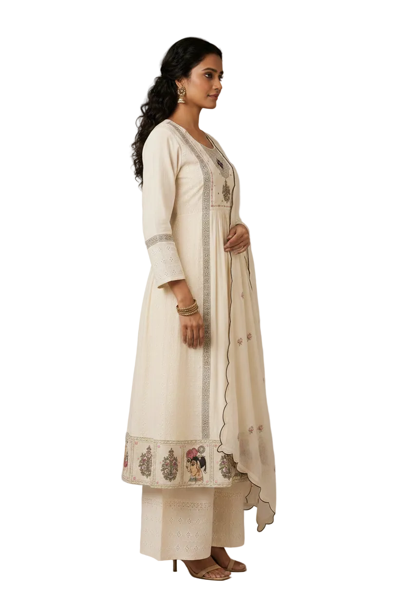 Heavy Cotton Embroidered 3  Piece Suit Set