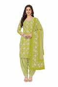 Woman wearing a green dress and dupatta