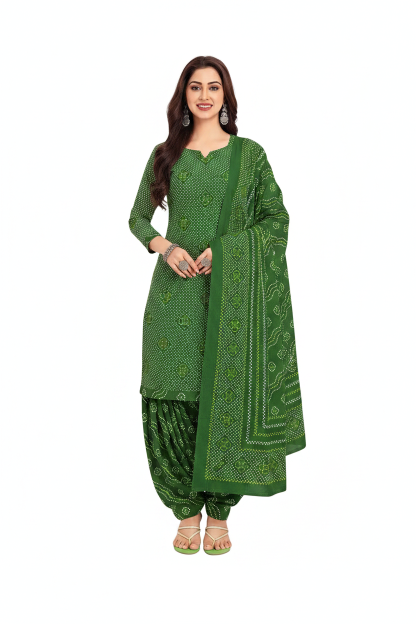 Woman wearing a green traditional outfit 