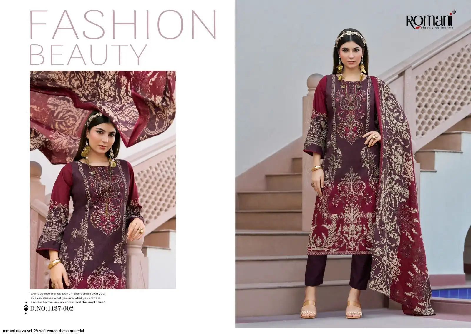 Romani Aarzu-02-Pakistani Un-Stitched Dress Material